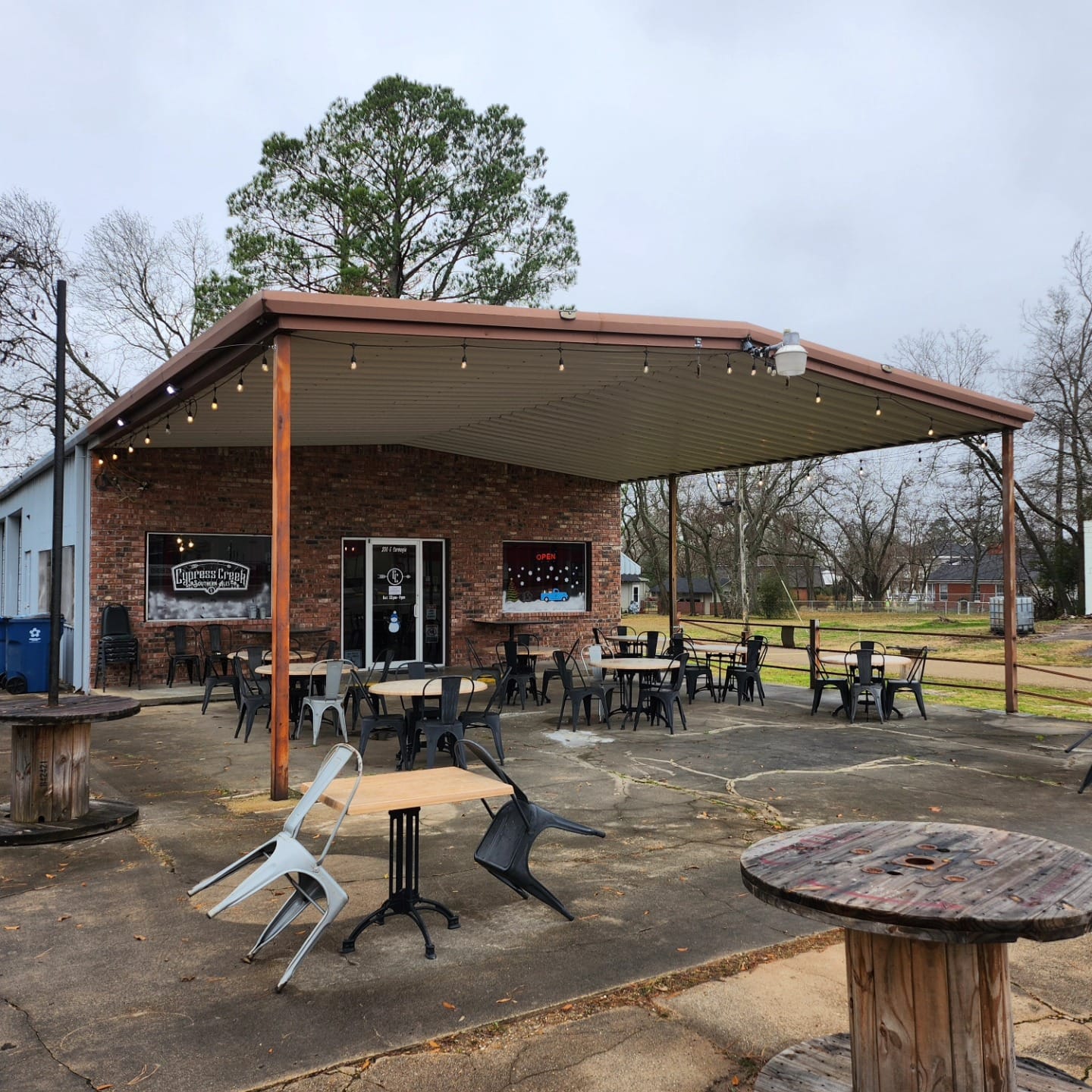 The patio at our former Winnsboro brewery